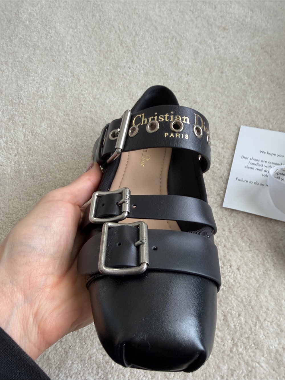 Dior Black Leather Mary Jane Flats with Buckle Straps - Picture 8 of 11